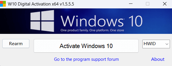 W10 Digital Activation v1.5.5.5 汉化绿色版 – Windows10激活工具