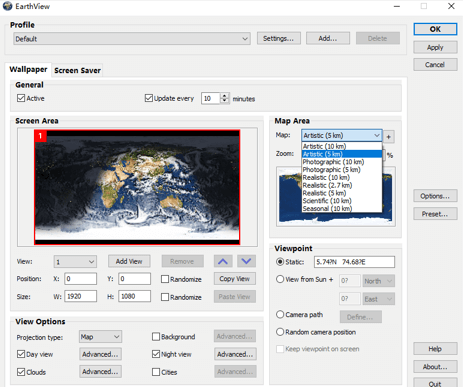 DeskSoft EarthView v7.14.1 便携版下载 – 实时动态地球壁纸工具